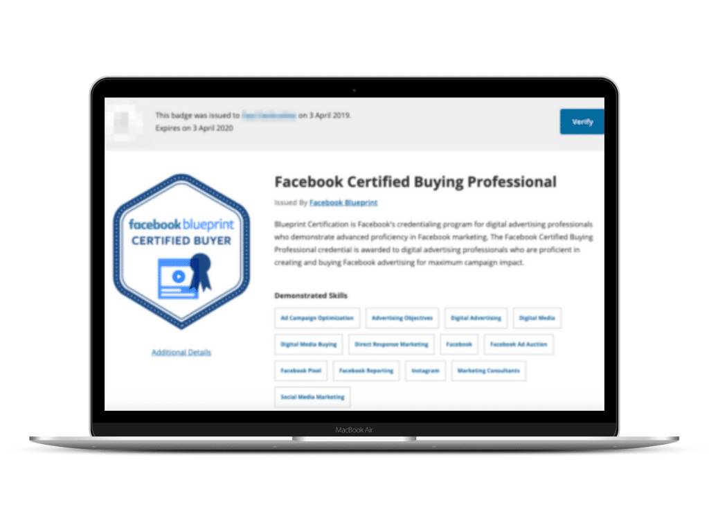 facebook business certificate