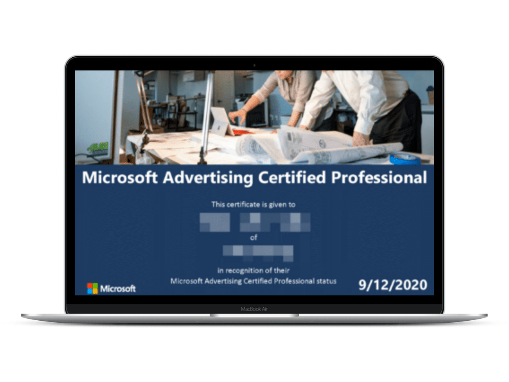 microsoft ads certificate