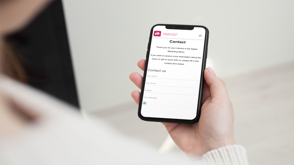 mockup rotterdam digital marketing minor contact page